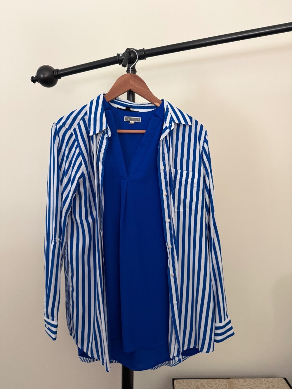 2 Piece Blouse Cobalt & White Combo